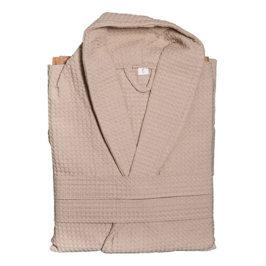 Waffle Weave Bath Robe – Lightweight Absorbent Unisex Dressing Gown with Shawl Collar and Tie Belt - enkajihomestore